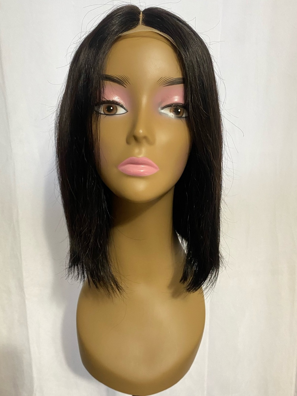 Natural Black 4x4 Lace Closure T Part Bob Wig Glueless 12” Human Hair 150 Densit